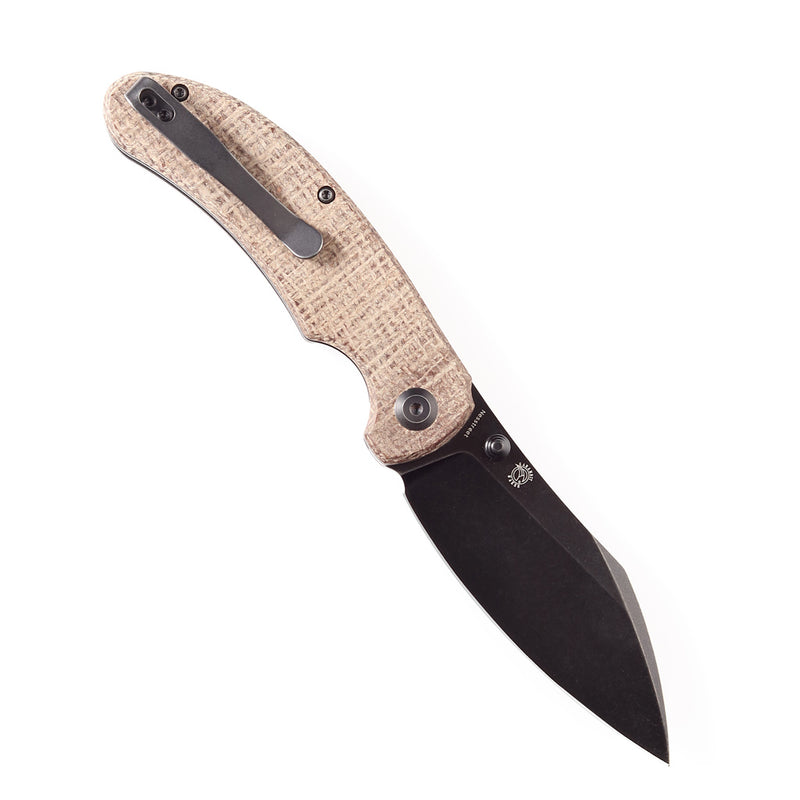 Nesstreet K1039A4 Black Stonewashed CPM-S35VN Blade Brown Canvas Micarta Handle with Karambit Maker design