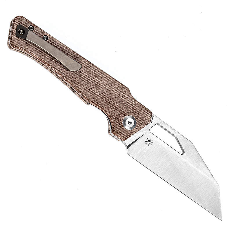 KANSEPT Egress K1033A1 Satin CPM-S35VN  Brown Micarta Handle with Nitch Designs Design