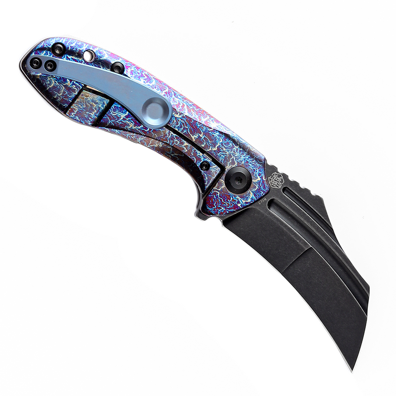 KTC3 K1031A6 Black Stonewashed CPM-S35VN Lightning Strike Anodized Titanium Handle  with Koch Tools Design