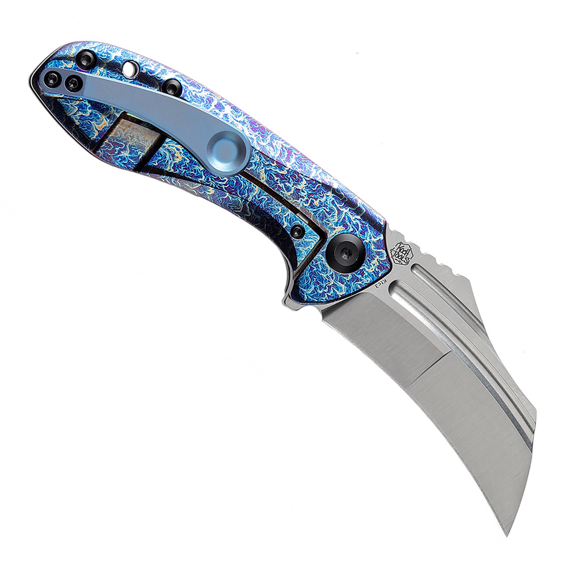 KANSEPT KTC3  Flipper Knife Purple+ Blue Titanium Handle (2.69'' CPM-S35VN Blade) Koch Tools Design-K1031A5