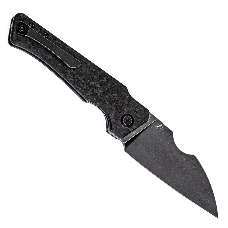 Egress K1033B2 Satin Black Stonewashed CPM-S35VN Shred Carbon Fiber Handle with Nitch Designs Design