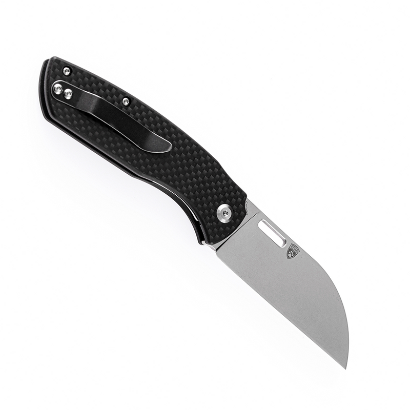 KANSEPT Convict T1023A2 Stonewashed 154CM Black Carbon Fiber Handle with Sheepdog Knives Design