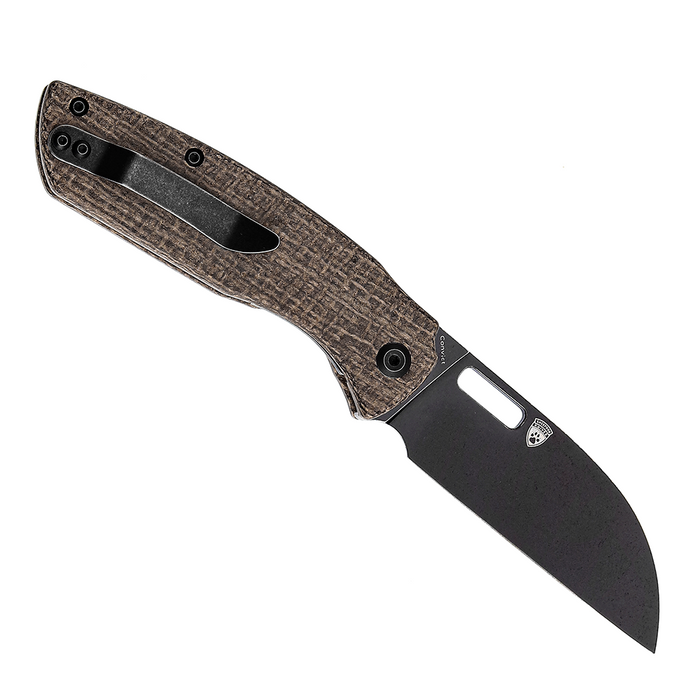 Convict T1023A1 Black Stonewashed 154CM Brown Micarta Handle with Sheepdog Knives Design