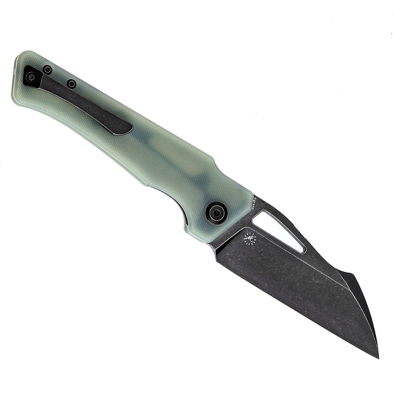 Egress K1033C2 SatinBlack Stonewashed CPM-S35VN Jade G10 Handle with Nitch Designs Design