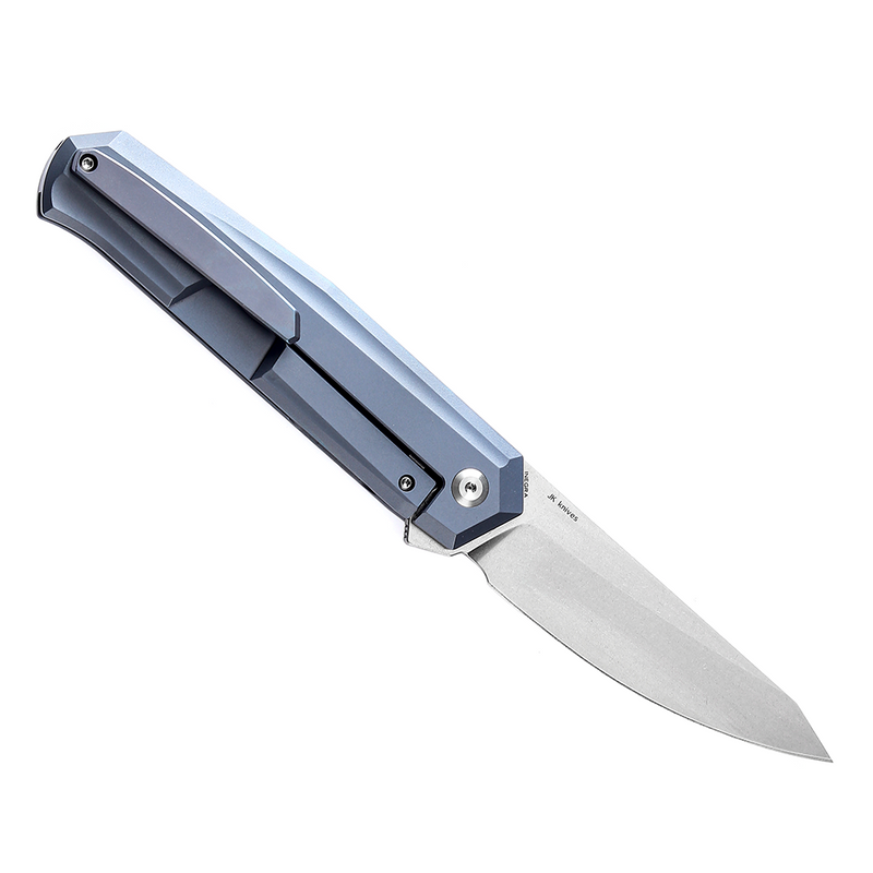 Integra K1042A3 Stonewashed M390 Blue Anodized Titanium Designed by JK Knives