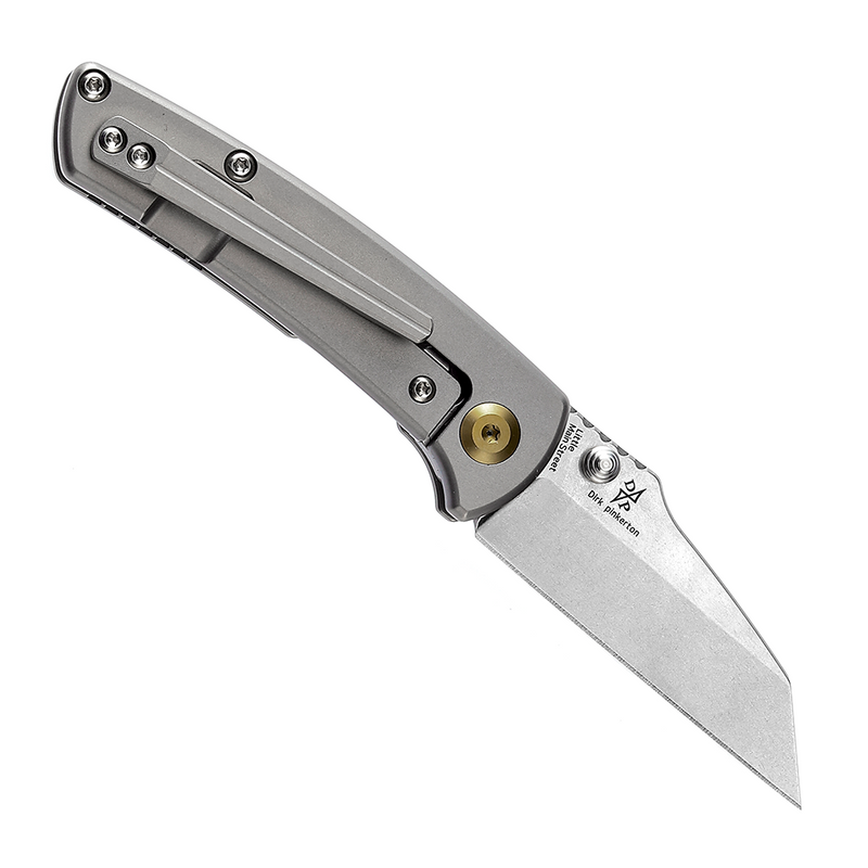 KANSEPT Little Main Street Thumb Stub Satin Titanium Handle (2.26" CPM-S35VN Blade)Dirk Pinkerton Design-K2015A1