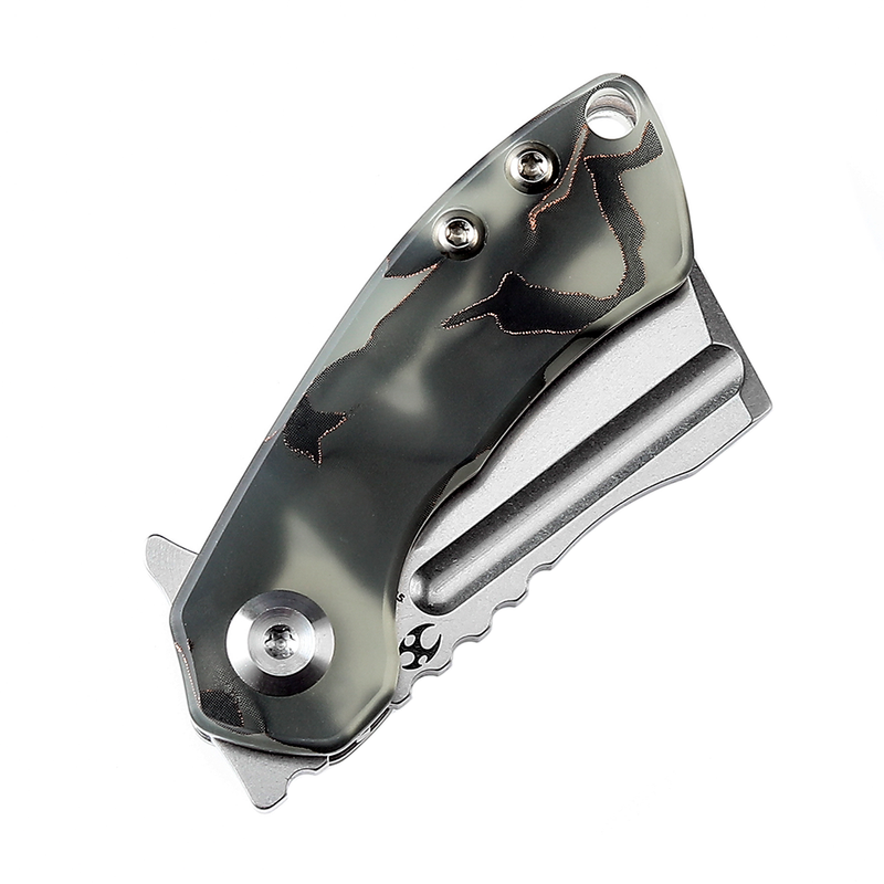 KANSEPT Mini Korvid Flipper Knife Luminous Resin Handle (1.45'' 154CM Blade) Koch Tools Design -T3030B5