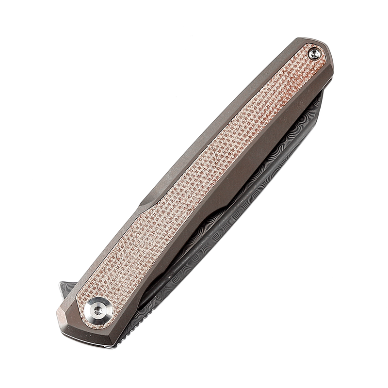 KANSEPT Arcus K1046D1 Ostap Hel  Damascus Bronze Anodized Titanium + Brown Micarta