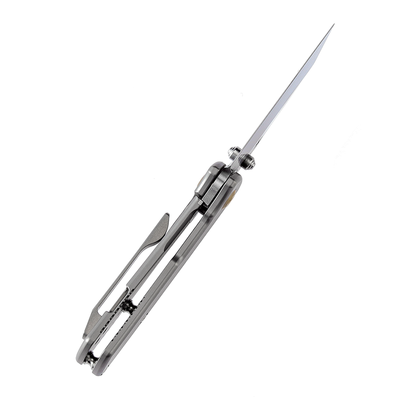 KANSEPT Little Main Street Thumb Stub Satin Titanium Handle (2.26" CPM-S35VN Blade)Dirk Pinkerton Design-K2015A1