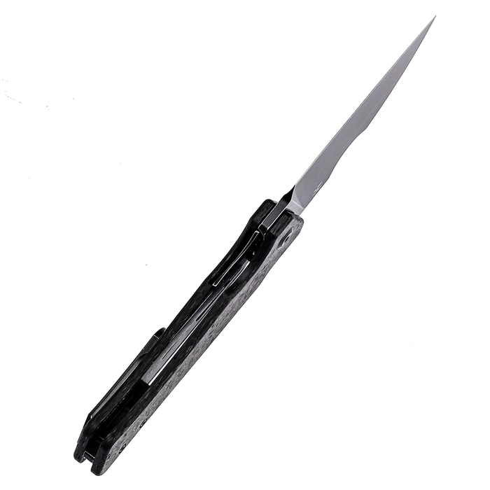Egress K1033B2 Satin Black Stonewashed CPM-S35VN Shred Carbon Fiber Handle with Nitch Designs Design