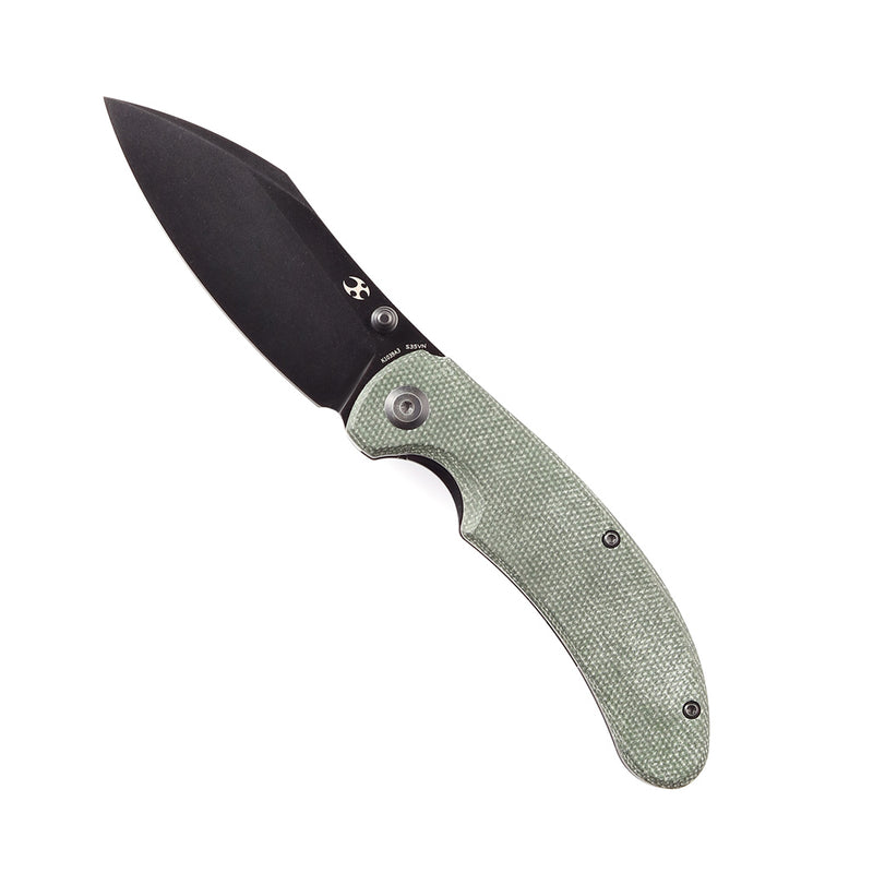 Nesstreet K1039A3 Black Stonewashed CPM-S35Vn Blade Green Micarta Handle with Karambit Maker design