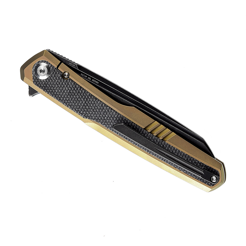 KANSEPT Arcus K1046A4 Ostap Hel Design Black Stonewashed CPM-S35Vn Golden Anodized Titanium + Black Micarta