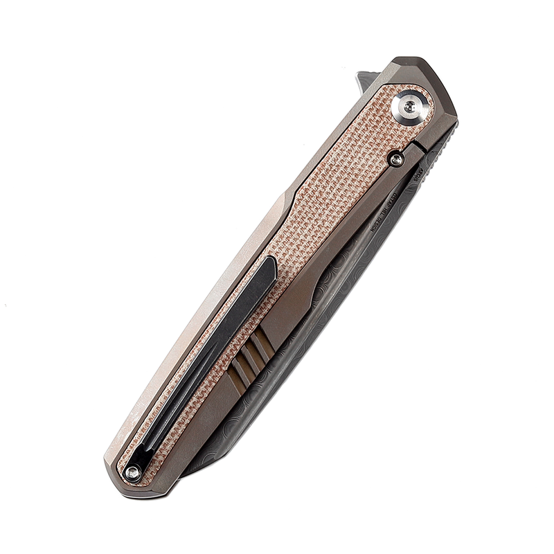KANSEPT Arcus K1046D1 Ostap Hel  Damascus Bronze Anodized Titanium + Brown Micarta