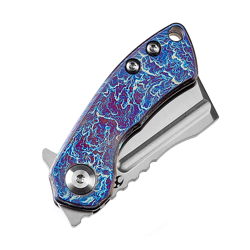 KANSEPT Mini Korvid  Lightning Strike Anodized Titanium  Flipper knife Bronze Titanium Handle (1.45'' CPM-S35VN Blade ) Koch Tools Design-K3030A8