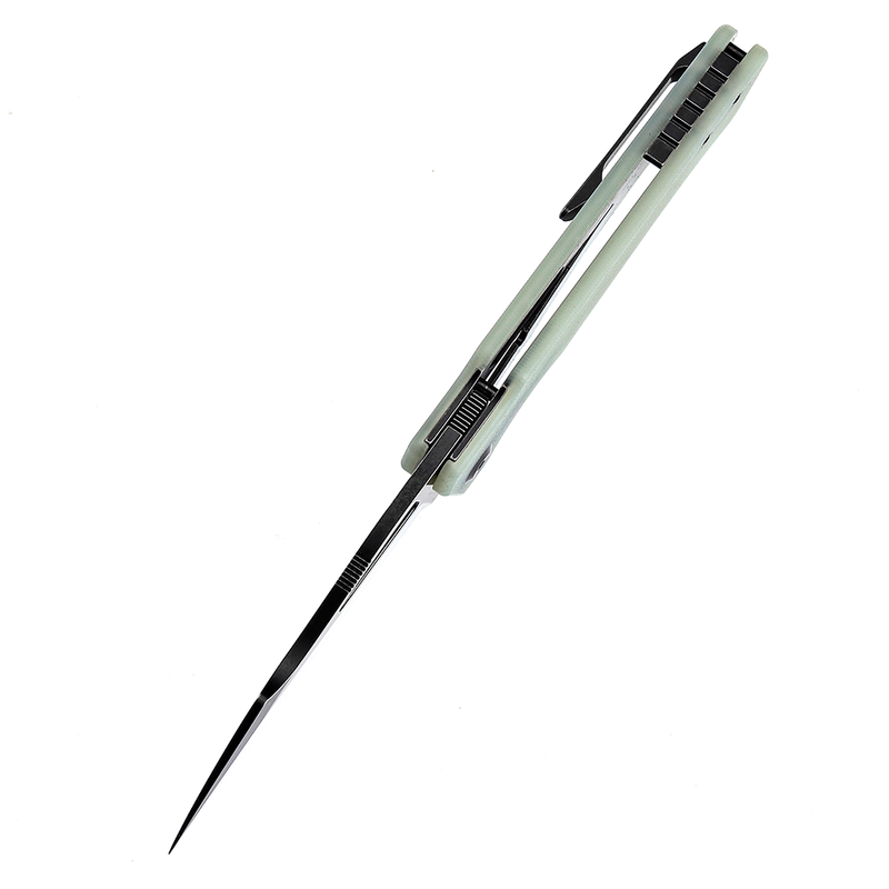 Egress K1033C2 SatinBlack Stonewashed CPM-S35VN Jade G10 Handle with Nitch Designs Design