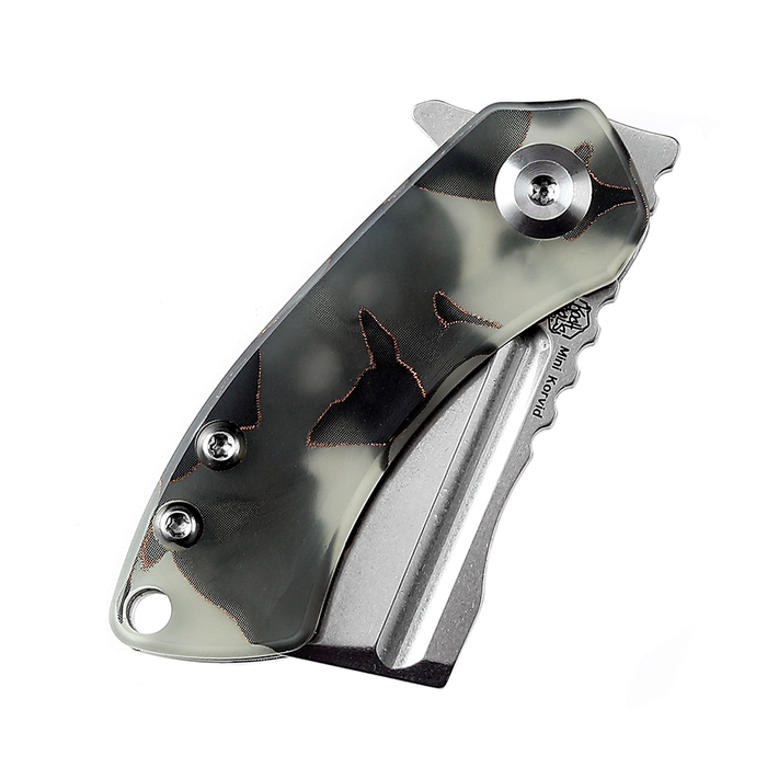 KANSEPT Mini Korvid Flipper Knife Luminous Resin Handle (1.45'' 154CM Blade) Koch Tools Design -T3030B5