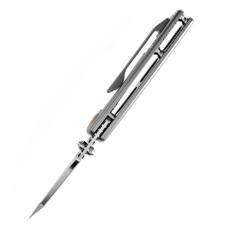 KANSEPT Little Main Street Thumb Stub Satin Titanium Handle (2.26" CPM-S35VN Blade)Dirk Pinkerton Design-K2015A1