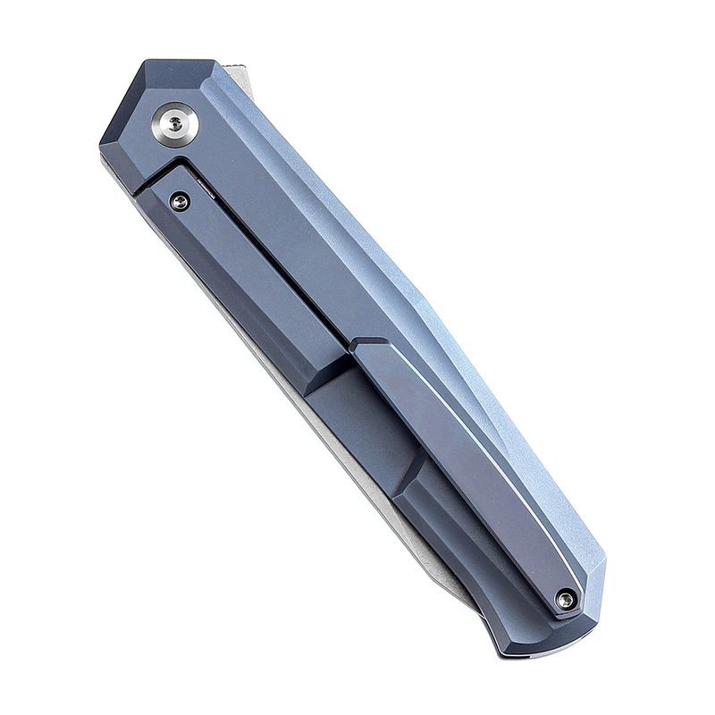 Integra K1042A3 Stonewashed M390 Blue Anodized Titanium Designed by JK Knives