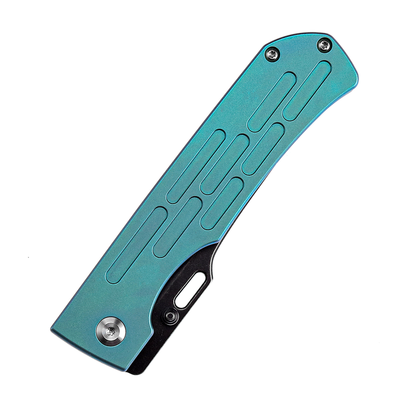 Reedus K1041A4 Black TiCn Coated and Stonewashed CPM-S35VN Green Anodized Titanium Handle with D.O.C.K. Design