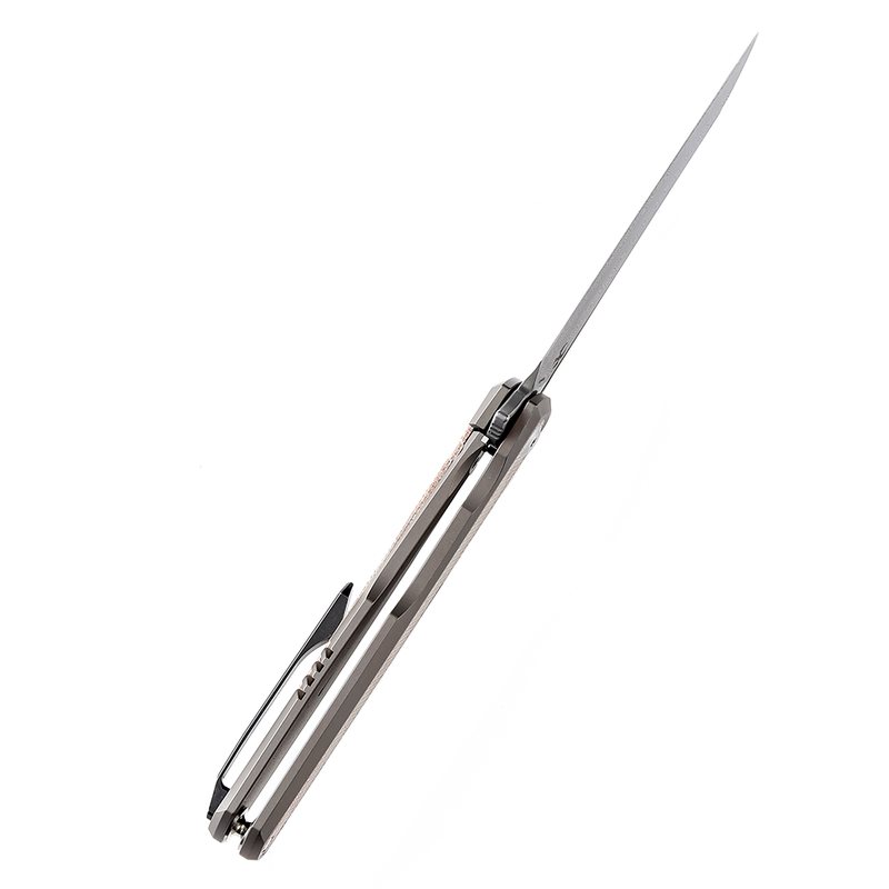 KANSEPT Arcus K1046D1 Ostap Hel  Damascus Bronze Anodized Titanium + Brown Micarta