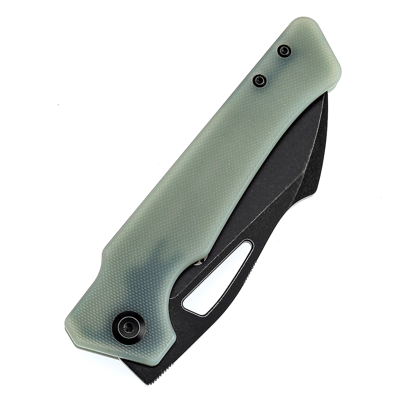 Egress K1033C2 SatinBlack Stonewashed CPM-S35VN Jade G10 Handle with Nitch Designs Design