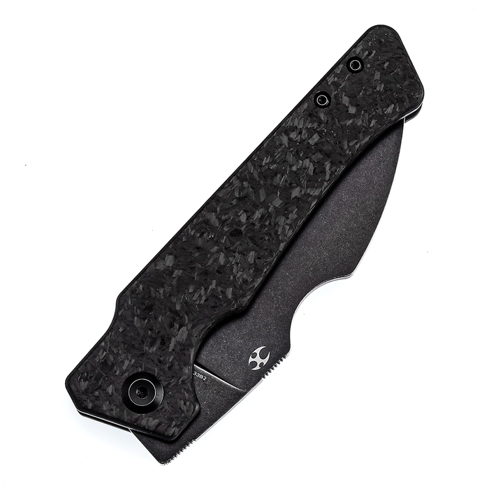 Egress K1033B2 Satin Black Stonewashed CPM-S35VN Shred Carbon Fiber Handle with Nitch Designs Design