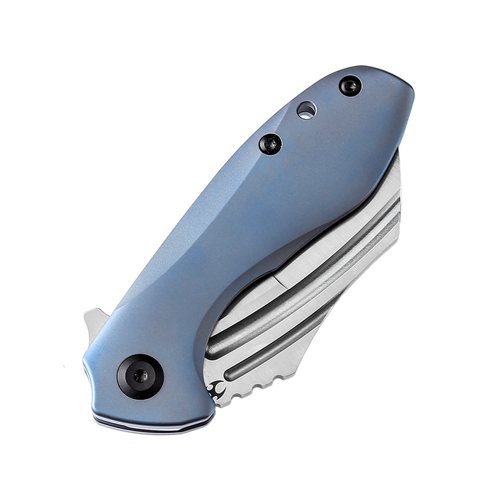 KANSEPT KTC3  Flipper Knife Blue Titanium Handle (2.69'' CPM-S35VN Blade) Koch Tools Design-K1031A3