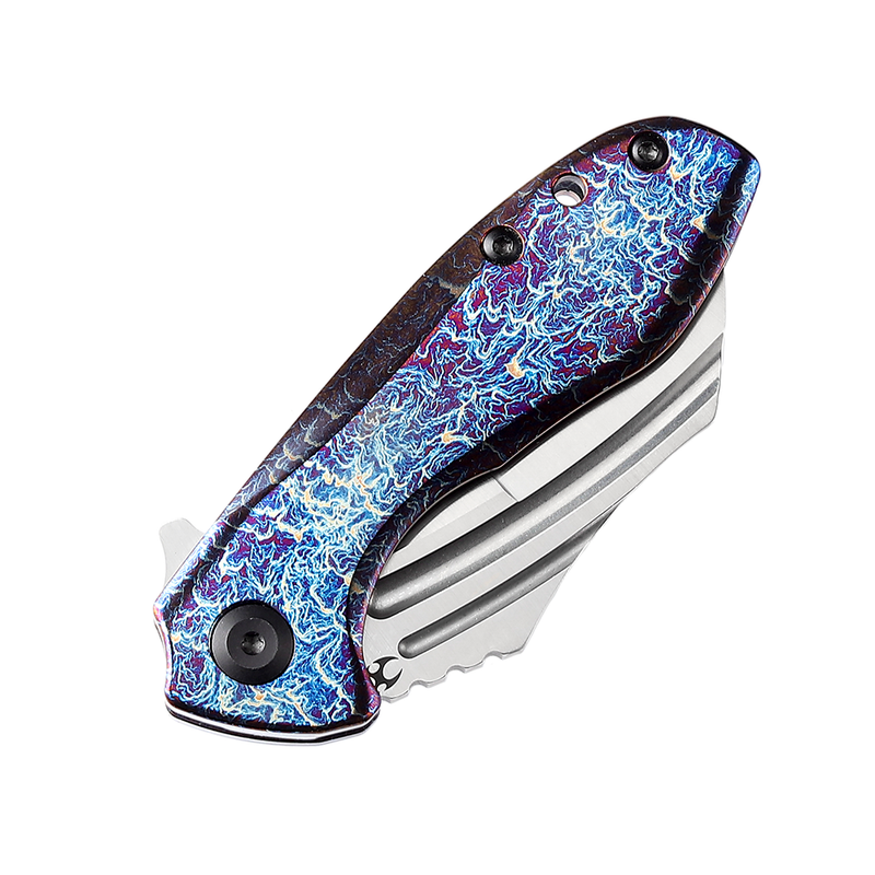 KANSEPT KTC3  Flipper Knife Purple+ Blue Titanium Handle (2.69'' CPM-S35VN Blade) Koch Tools Design-K1031A5