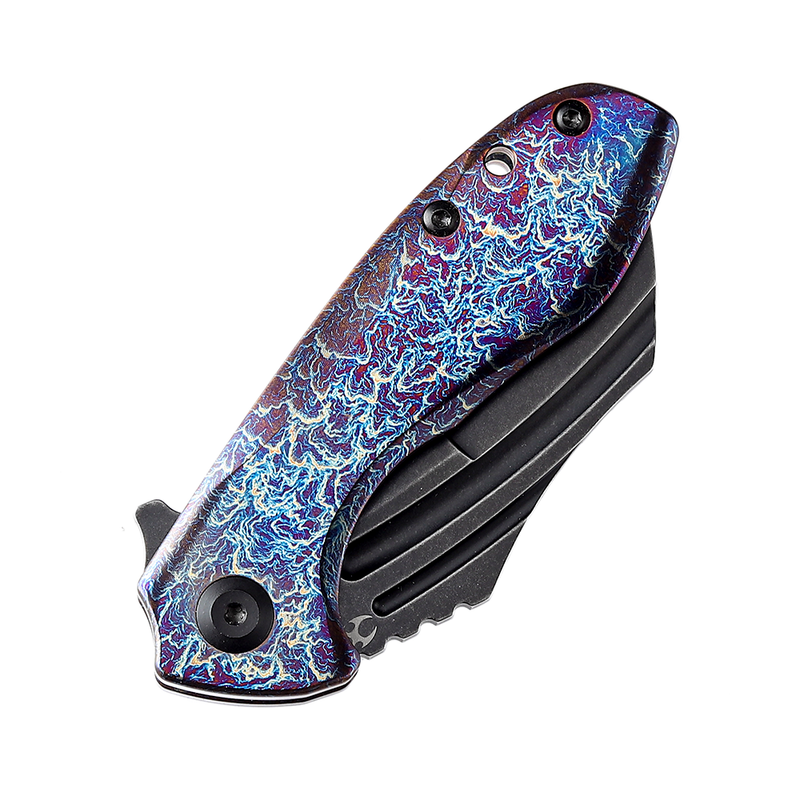 KTC3 K1031A6 Black Stonewashed CPM-S35VN Lightning Strike Anodized Titanium Handle  with Koch Tools Design