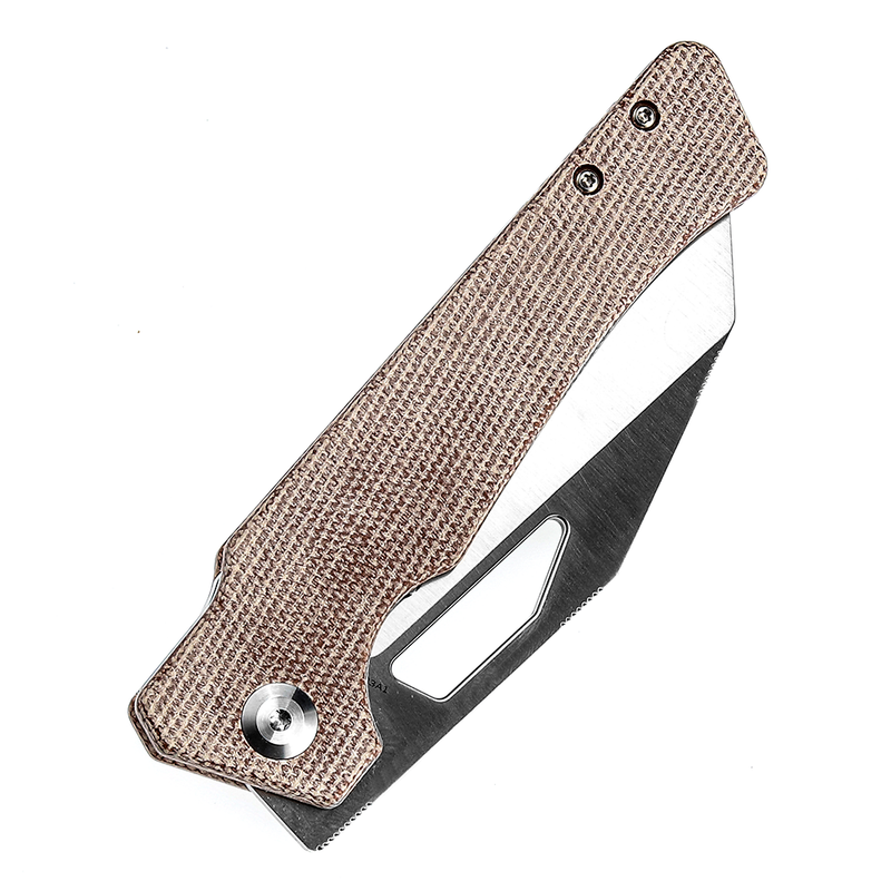 KANSEPT Egress K1033A1 Satin CPM-S35VN  Brown Micarta Handle with Nitch Designs Design