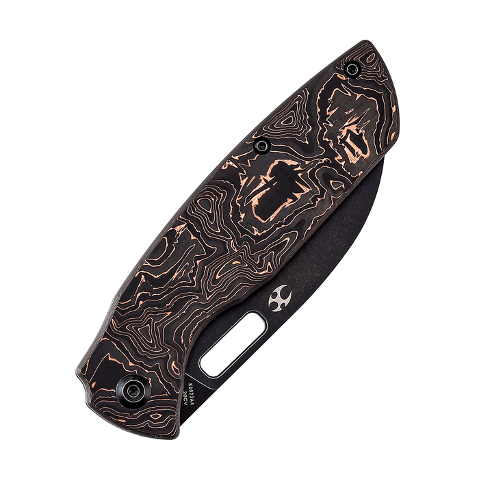 Convict K1023A4 Stonewashed CPM-20CV Copper Carbon Fibe Handle with Sheepdog Knives Design