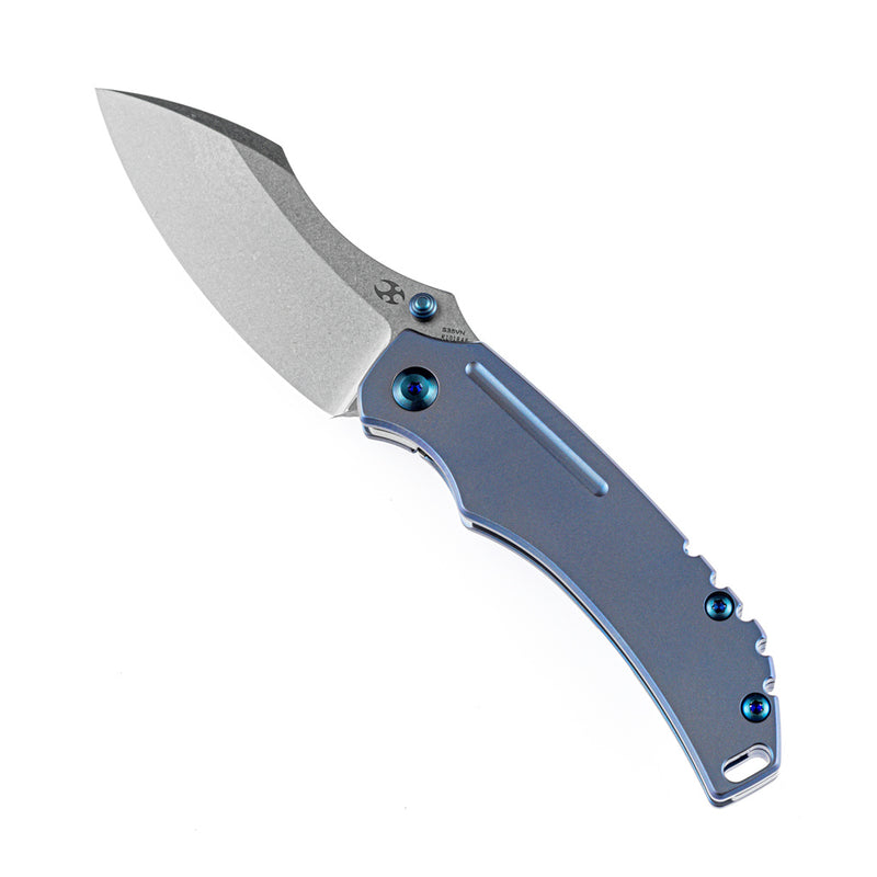 KANSEPT Pelican Edc Flipper Knife Blue Anodized Titanium Handle (3.0’‘CPM-S35VN Blade)Kmaxrom Design-K1018A6
