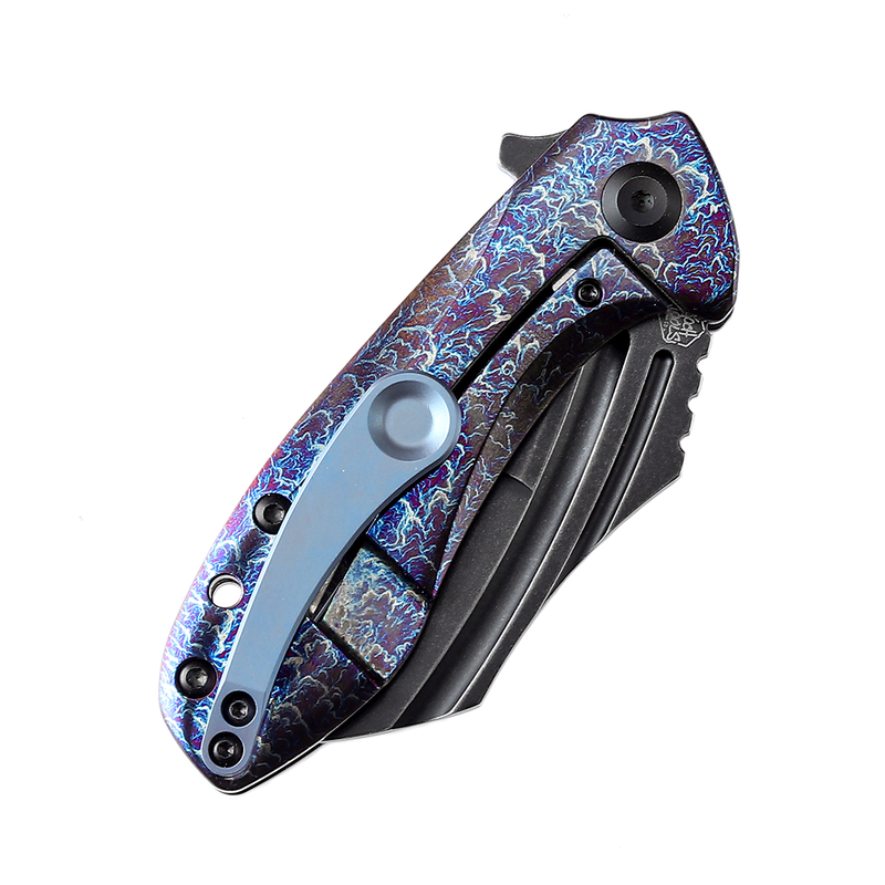KTC3 K1031A6 Black Stonewashed CPM-S35VN Lightning Strike Anodized Titanium Handle  with Koch Tools Design