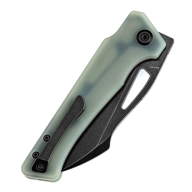 Egress K1033C2 SatinBlack Stonewashed CPM-S35VN Jade G10 Handle with Nitch Designs Design