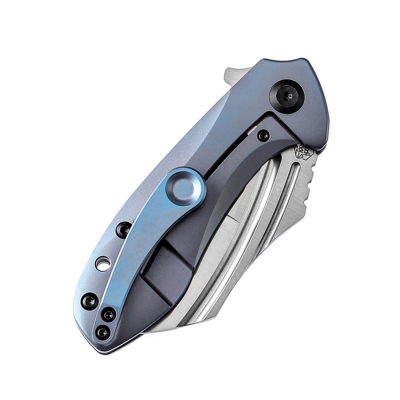 KANSEPT KTC3 Flipper Knife Blue Titanium Handle (2.69'' CPM