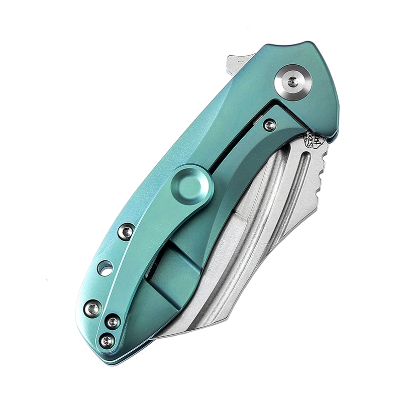 KANSEPT KTC3  Flipper Knife Green Titanium Handle (2.69'' CPM-S35VN Blade) Koch Tools Design-K1031A4