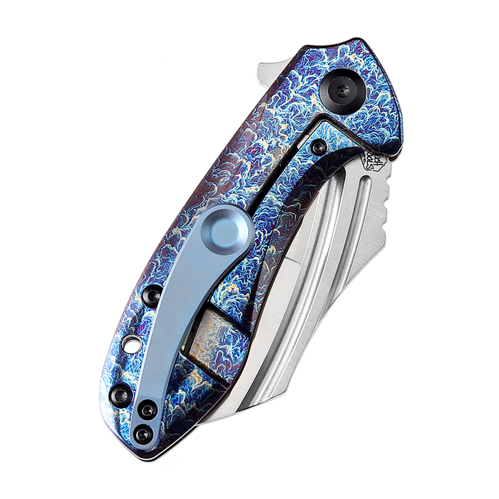 KANSEPT KTC3  Flipper Knife Purple+ Blue Titanium Handle (2.69'' CPM-S35VN Blade) Koch Tools Design-K1031A5