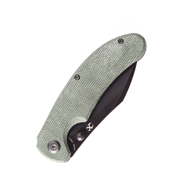Nesstreet K1039A3 Black Stonewashed CPM-S35Vn Blade Green Micarta Handle with Karambit Maker design