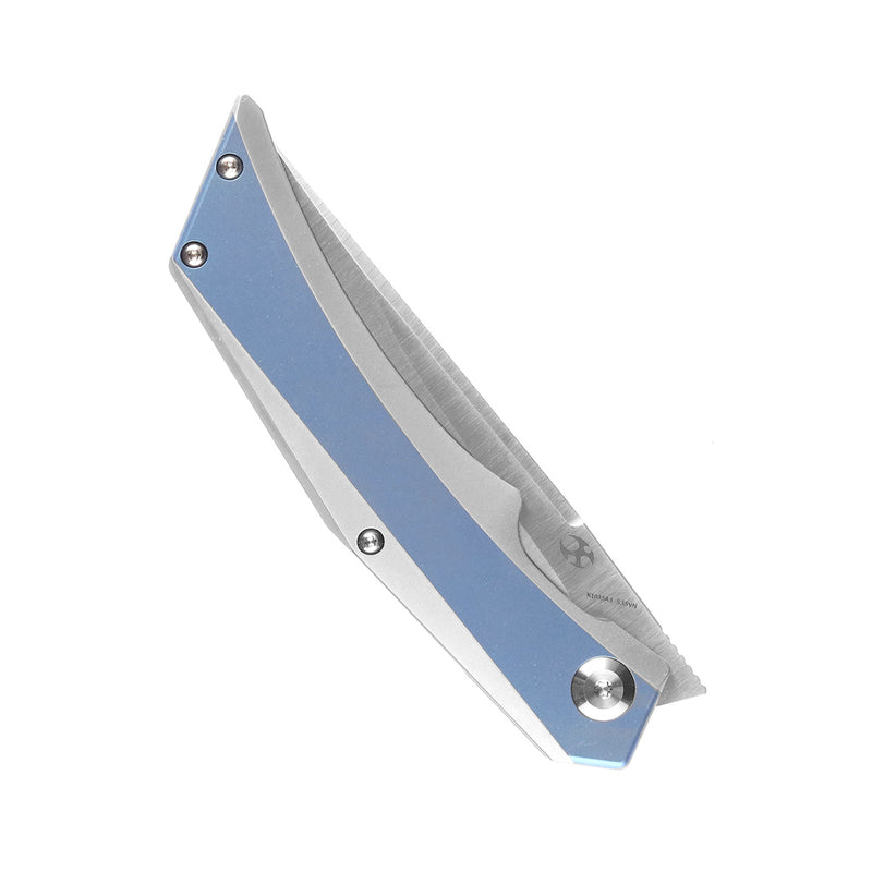 Kansept Knife Naska K1035A3 Satin CPM-S35VN Blade Blue Anodized and Plain Titanium Handle with APK Designs
