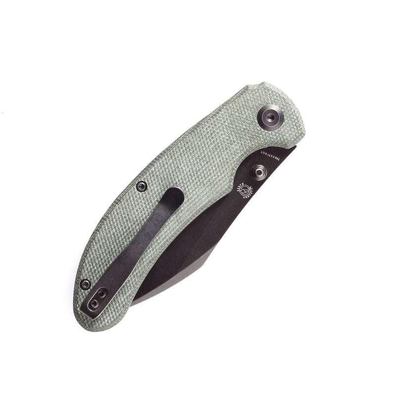 Nesstreet K1039A3 Black Stonewashed CPM-S35Vn Blade Green Micarta Handle with Karambit Maker design