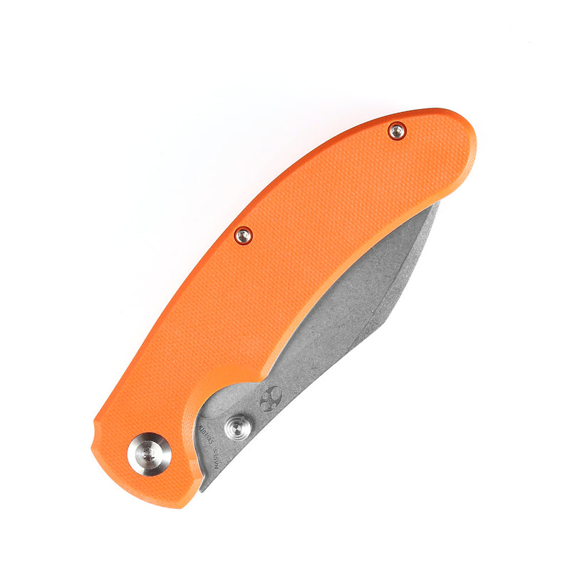 Nesstreet K1039A5 Stonewashed CPM-S35VN Blade Orange G10 Handle with Karambit Maker design