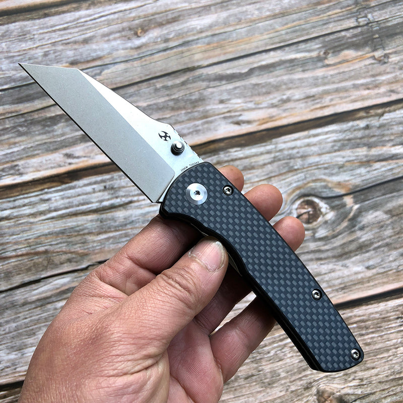 KANSEPT Main Street Twill Carbon Fiber Handle Black Stonewashed 154CM Blade Dirk Pinkerton Design-T1015A3