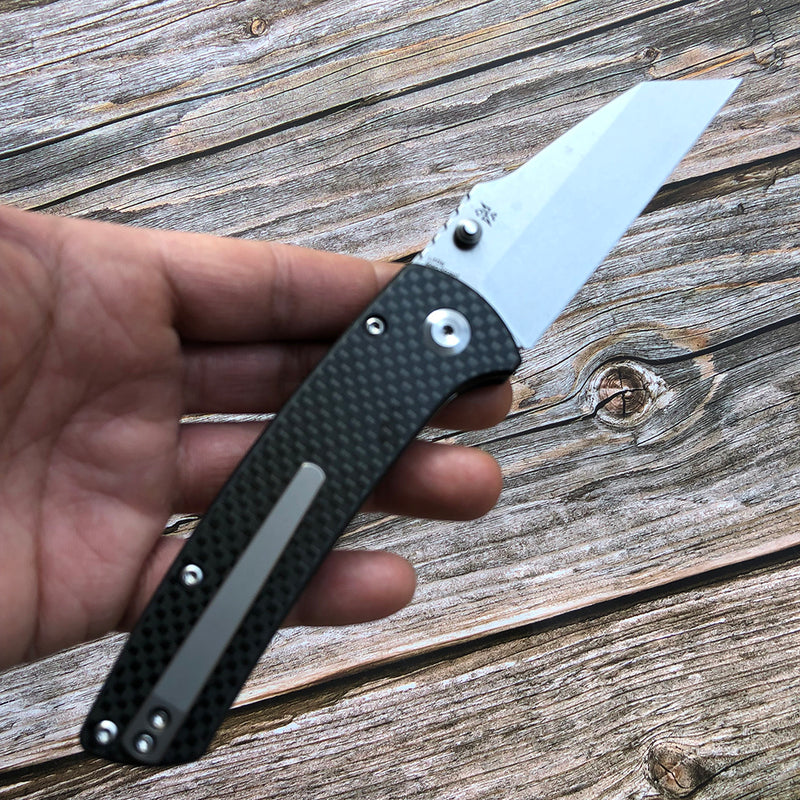 KANSEPT Main Street Twill Carbon Fiber Handle Black Stonewashed 154CM Blade Dirk Pinkerton Design-T1015A3