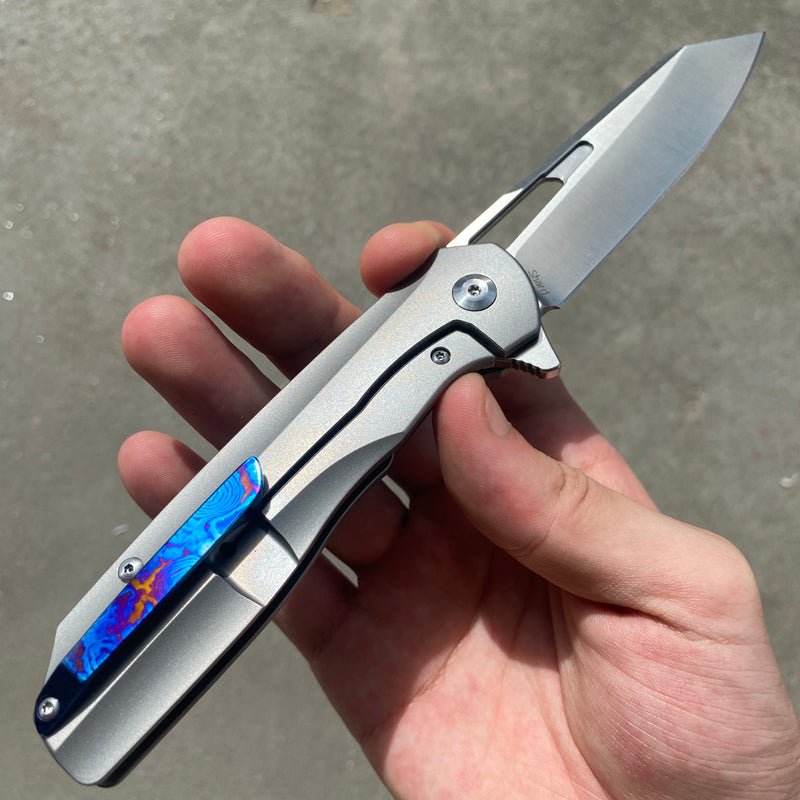 KANSEPT Flipper Titanium and Timascus Handle (3.5"CPM-S35VN Blade) with Kim Ning Designed-K1006A4
