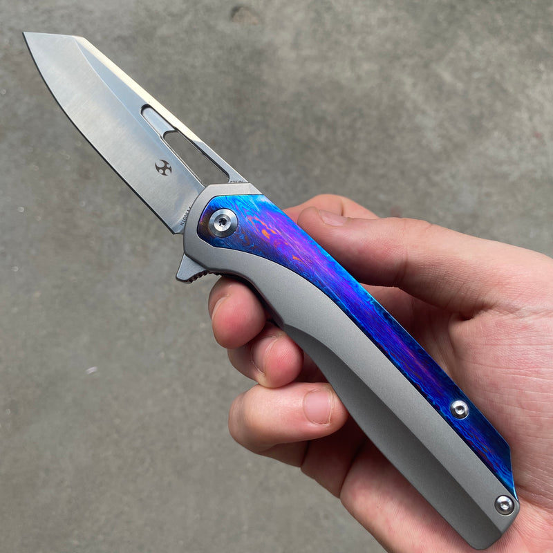 KANSEPT Flipper Titanium and Timascus Handle (3.5"CPM-S35VN Blade) with Kim Ning Designed-K1006A4