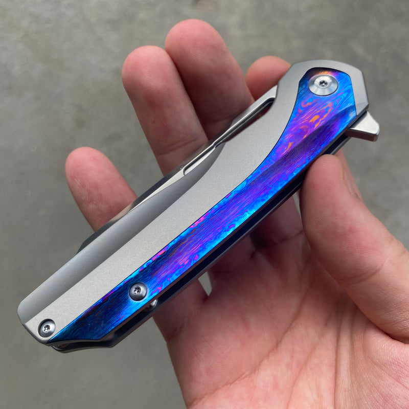 KANSEPT Flipper Titanium and Timascus Handle (3.5"CPM-S35VN Blade) with Kim Ning Designed-K1006A4
