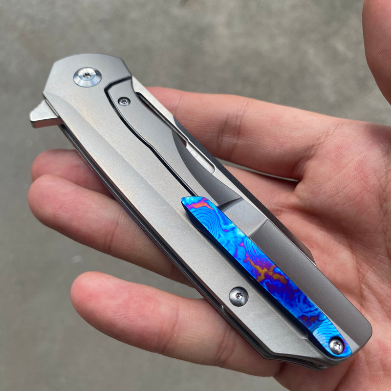 KANSEPT Flipper Titanium and Timascus Handle (3.5"CPM-S35VN Blade) with Kim Ning Designed-K1006A4