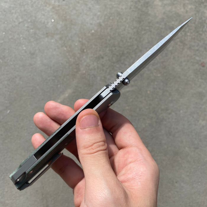 KANSEPT Warrior Thumb Studs Knife Titanium+Micarta Handle (3.46'' CPM S35VN Blade) Kim Ning Design-K1005T5