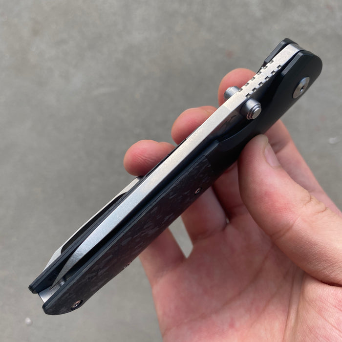 KANSEPT Warrior Thumb Studs Knife Titanium+Carbon Fiber Handle (3.46'' CPM S35VN Blade) Kim Ning Design-K1005T6