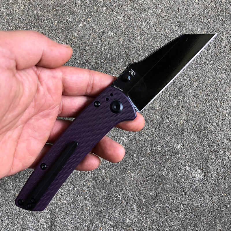 KANSEPT Main Street Thumb Stub Pocket Knives Purple Handle Black TiCn Coated 154CM Blade Dirk Pinkerton Design-T1015A6